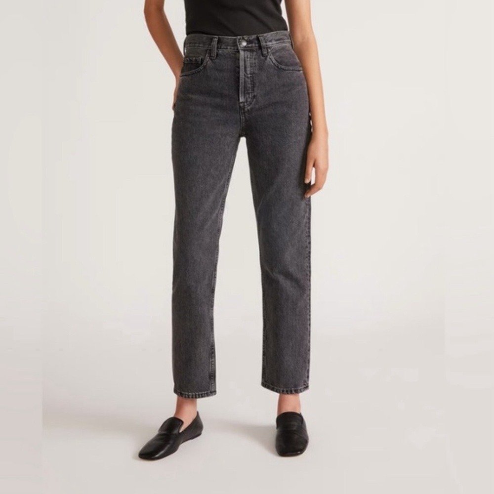 Everlane The Cheeky Straight Jean in Washed Black - High-Rise Denim